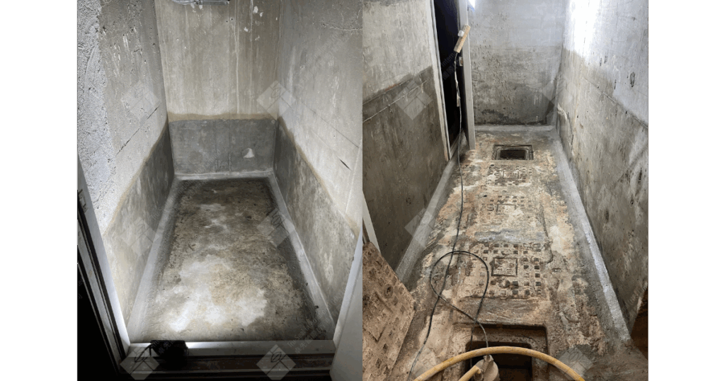 地下室升降機槽𨋢槽地下停車場出現漏水問題頻繁嚴重，使用卓先液─納米滲透型石屎防漏及養護材料維修及重造防水層徹底解決滲漏問題